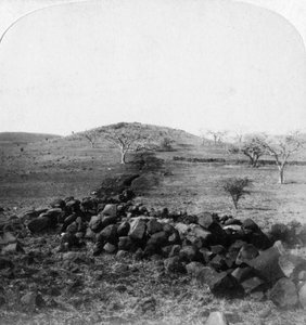 Buren-Schützengräben und Kamm des Harts Hill, Szene des berühmten Angriffs der irischen Brigade, Colenso von Underwood and Underwood
