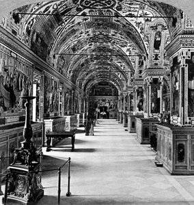 Innenansicht der Vatikanischen Bibliothek, Rom, Italien