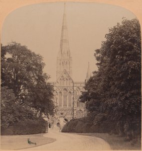 Salisbury Cathedral Nordwestfront England, erste große Kirche des frühen englischen Stils, 1900 von Underwood and Underwood
