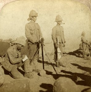 Signalgeber des Yorkshire-Regiments, New Zealand Hill, Südafrika, Burenkrieg, 1900 von Underwood and Underwood