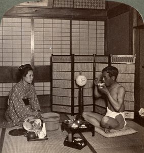 Abendessen in einem Hotel, Hiroshima, Japan, 1904 von Underwood and Underwood