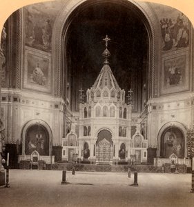 Der prächtige Altar, Tempel unseres Erlösers, Moskaus größte Kirche, Russland, 1898 von Underwood and Underwood