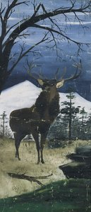 Hirsch in Winterlandschaft von Unidentified