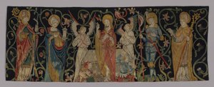 Altartafel, die die Auferstehung mit vier Heiligen darstellt