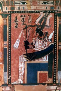 Totenbuch des Schreibers Nebqed, Detail des Verstorbenen vor Osiris (18. Dynastie)