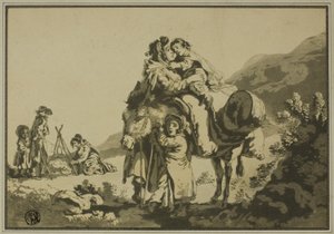 Familie von Reisenden beim Ausruhen von Unknown