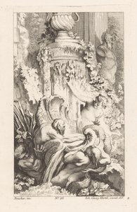Brunnen mit Meermännern und Satyrstatue von Unknown