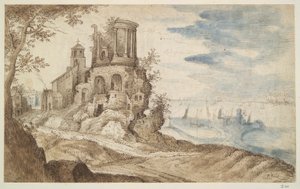 Imaginäre Landschaft mit dem Tempel der Sibylle, Tivoli von Unknown