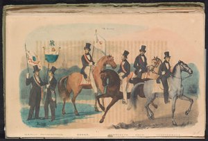 Kostüme und Fahnen der Ehrenwachen von Alkmaar, Monnickendam, Hoorn, Purmerend, Edam und Grootebroek, 1840-1842 von Unknown