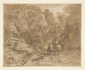 Der Reiter im Wald und der Fußgänger von Unknown