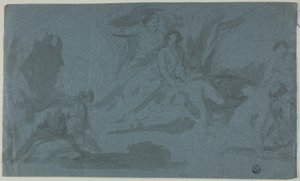 Mythologische Szene mit badender Frau von Unknown