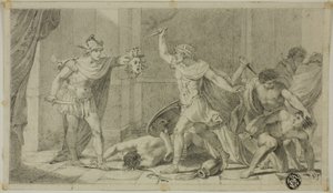 Perseus konfrontiert Phineas und seine Anhänger mit dem Kopf der Medusa von Unknown