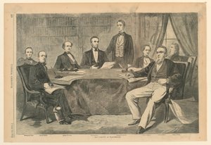 Präsident Lincoln und seine Kabinettsmitglieder in Washington, D.C., aus Harper
