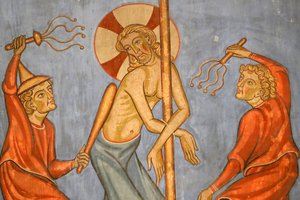 Saint-Pierre-le-Jeune Protestantische Kirche, Passion Christi, Die Geißelung Christi, Fresko, Straßburg, Frankreich von Unknown