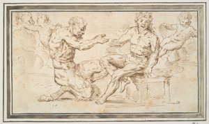 Satyr und junger Mann, sitzend mit Putti von Unknown