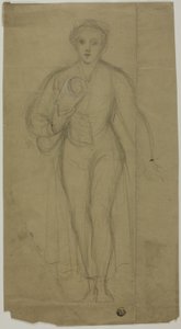 Stehende Frau mit aufgerolltem Papier von Unknown