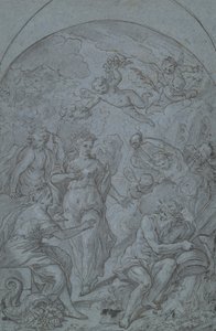 Studie für eine Allegorie mit Flussgott und Fülle von Unknown