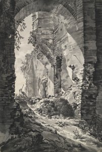 Das Eingangstor der Ruinen der Burg Brederode, Holland, mit Schäfer von Unknown