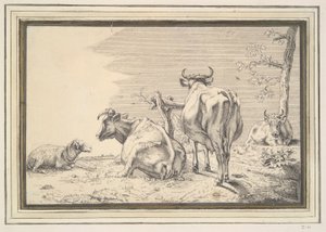 Drei Kühe und ein Schaf von Unknown