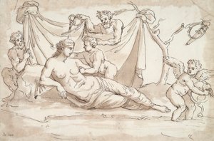 Venus und Amoretten und zwei Satyrn von Unknown