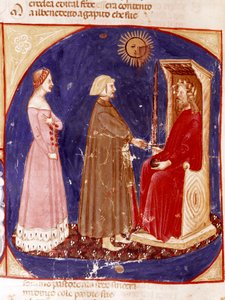 Zweiter Himmel: Dante und Beatrice begegnen dem römischen Kaiser Justinian
