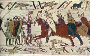 Ein Kavallerieangriff. Bayeux Tapisserie von Unknown Artist