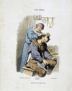 Ein Scharlatan-Operator - aus einer Gravur des 17. Jahrhunderts