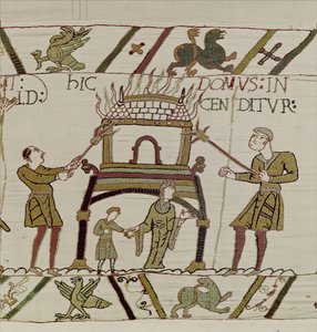Ein Haus wird von den Normannen niedergebrannt, Teppich von Bayeux