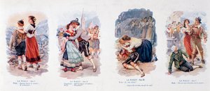Eine Serie von Vignetten, die die Oper La Wally illustrieren (Lithographie)