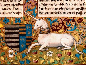Ein Einhorn und ein Wappen (Detail) von Unknown artist