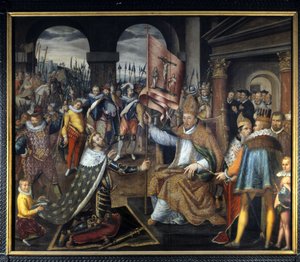 Abschwörung von Heinrich IV. (1553 - 1610) im Jahr 1572 - anonymes Gemälde des 16. Jahrhunderts, Kathedrale von Tournai von Unknown artist