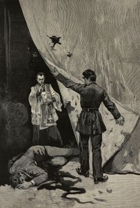 Absolution des Anarchisten in der Kirche La Madeleine, Paris, Frankreich, Zeichnung von E X nach einer Skizze von R Signorini aus L