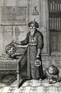 Adam Schall, Astronom (1592-1666) im Mandarin-Kostüm im Pekinger Observatorium, in „China“ von Athanase Kircher (oder Athanasius Kircheri)