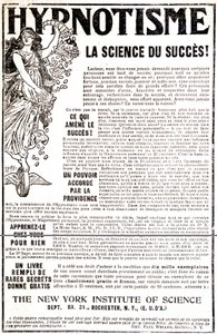 Werbung für ein Buch über Hypnose - in „Le Petit Journal“
