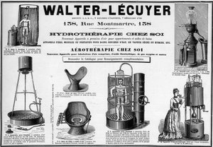 Werbung von 1889 für mobile Badeeinrichtungen, Marke Walter-Lecuyer