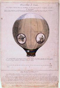 Aerostat von Lyon, gebaut nach einem Modell der Brüder Montgolfier (Joseph und Etienne), um 1783. Gravur aus dem 19. Jahrhundert. von Unknown artist