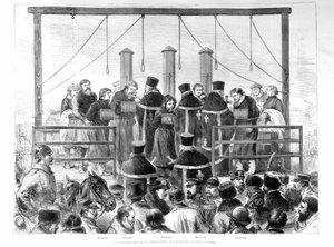 Nach dem Attentat auf Alexander II. werden die verhafteten Nihilisten gehängt. von Unknown artist