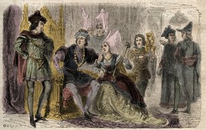 Agnes Sorel (1422-1450) am Hof von Karl VII. - Agnes Sorel am Hof von Karl VII. - Gravur in „Dictionnaire populaire illustrious“ - 1864 - von Joseph Decembre und Edmond Allonier - von Unknown artist