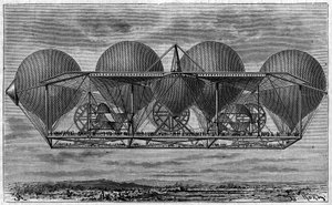 Luftschiffprojekt des Erfinders Ernest Petin (1812-1878). Gravur in „Le journal de la jeunesse“ von Unknown artist