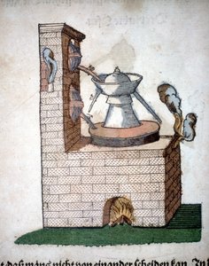 Alchemie: Apparatur zur Destillation, aus einem Buch von Pietro Andrea Mattioli (Matthiole) (1500-1577). Frankfurt von Unknown artist