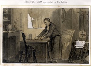 Alexandre (Alessandro) Volta (1745 - 1827) und sein Experiment mit der elektrischen Batterie - in „Storia d