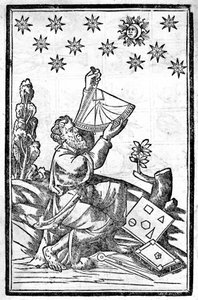 Ein Astrologe misst die Höhe mit seinem Sextanten während einer Sonnenfinsternis. von Unknown artist