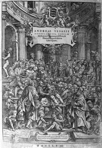 Anatomischer Raum. Frontispiz des Werks „Humani corporis fabrica libri septem 1543“ von Andreas Vesalius (1514-1564) von Unknown artist