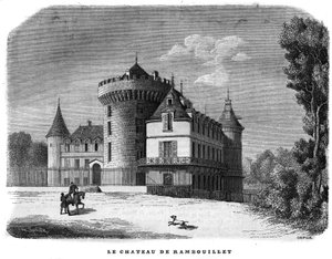 Architektur: Außenansicht des Schlosses von Rambouillet (14.-15. Jahrhundert, im Laufe des Jahrhunderts umgestaltet). von Unknown artist