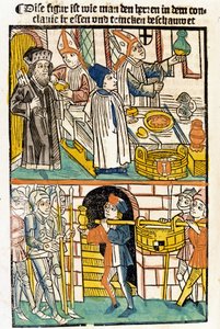 Ankunft von Lebensmitteln, damit die Mitglieder des Konzils von Konstanz (1417), während dessen Papst Martin V. gewählt wurde, essen konnten. „Das Concilium“