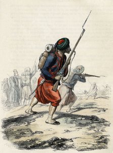 Bataillon der Zouaven der französischen Armee, bestehend aus Einheimischen, gebildet von General Clausel im Jahr 1830 für die Expedition des Atlas nach Algerien, in „L