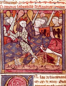Schlacht von Flandern. Miniatur aus „Grandes Chroniques de France“ 1375-1379 Städtische Bibliothek, Castres von Unknown artist
