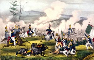 Schlacht von Palo Alto: am 08.05.1846 zwischen 2900 Amerikanern unter General Taylor und 6000 Mexikanern unter General Arista. Gravur des 19. Jahrhunderts. von Unknown artist