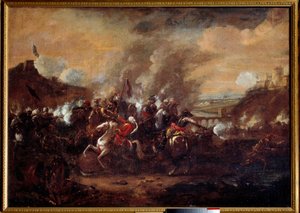 Schlacht von Wien: Die Aufhebung der Belagerung Wiens durch die Türken im September 1683. Sieg der Truppen der christlichen Koalition unter der Führung von Johann III. Sobieski, Leopold I. und Karl von Lothringen. Anonymes Gemälde des 17. Jahrhunderts. Nan von Unknown artist