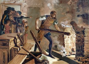 Bernard Palissy (1510-1589), französischer Keramiker, arbeitet an der Verschmelzung seiner Emaille.